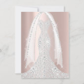 Bridal White Dress Spark Rose Silver Pink Diamond Einladung (Rückseite)