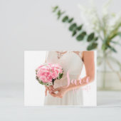 Bridal White Wedding retten das Datum der Einladun Ankündigungspostkarte (Stehend Vorderseite)