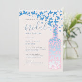 Bridal Wine Party Dusty Blue Pink Butterflies Boho Einladung (Stehend Vorderseite)