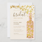 Bridal Wine Party Rosa Flasche Gold Schmetterlinge Einladung (Vorderseite)