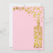 Bridal Wine Party Rosa Flasche Gold Schmetterlinge Einladung (Rückseite)