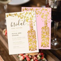 Bridal Wine Party Rosa Flasche Gold Schmetterlinge