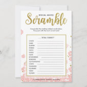 Bridal Word Scramble Game | Rosa und goldener Glit (Vorderseite)