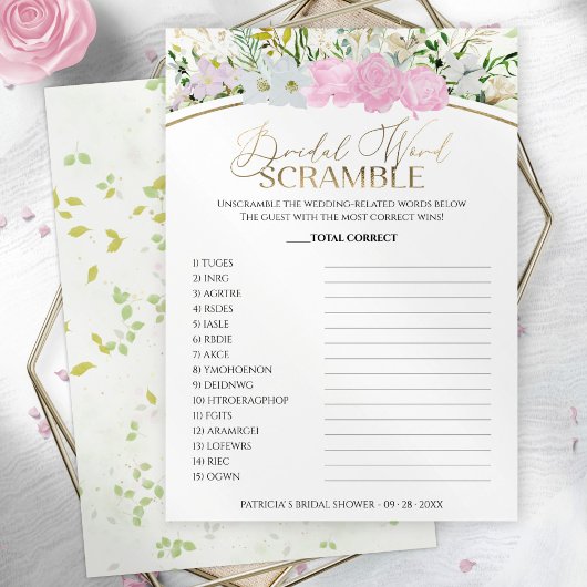 Bridal Word Scramble Game Wildblume Spring Card Einladung