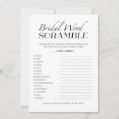 Bridal Word Scramble Minimalistisch Game Card Einladung (Vorderseite)