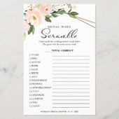 Bridal Word Scramble Spiel Rosa Blumenspiel Flyer (Vorne)