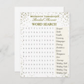 Bridal Word Search | Gold Confetti Einladungspostkarte (Vorne/Hinten)