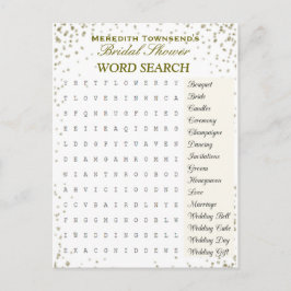Bridal Word Search | Gold Confetti Einladungspostkarte