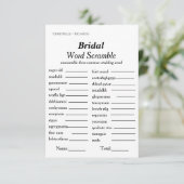 Bridal Wort Ramming Brautparty Spielkarte Einladung (Stehend Vorderseite)