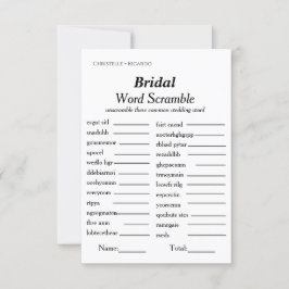 Bridal Wort Ramming Brautparty Spielkarte Einladung