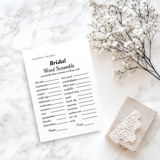 Bridal Wort Ramming Brautparty Spielkarte Einladung