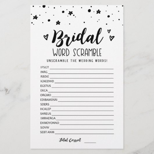 Bridal Wort Rammspiel mit Antworten (Vorderseite)