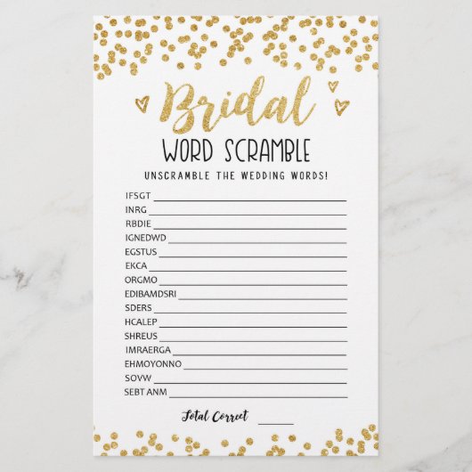 Bridal Wort Rammspiel mit Antworten (Vorderseite)