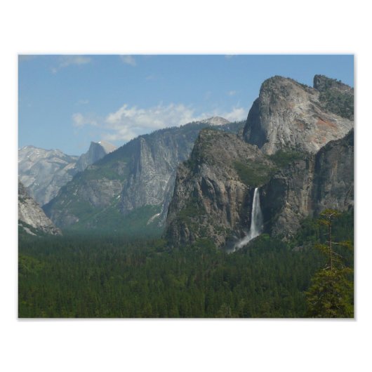 Bridalveil Falls und Halb Dome bei Yosemite Fotodruck (Vorne)