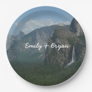Bridalveil Falls und Half Dome im Yosemite Pappteller