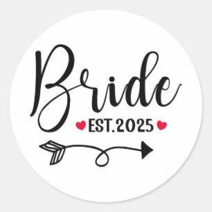 Bride 2025 Wedding Matching Mrs. Est 2025 Verheira Runder Aufkleber