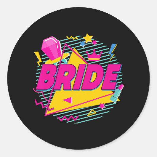 Bride 90er Bach Crew Squad Retro Bachelorette Matc Runder Aufkleber (Vorderseite)