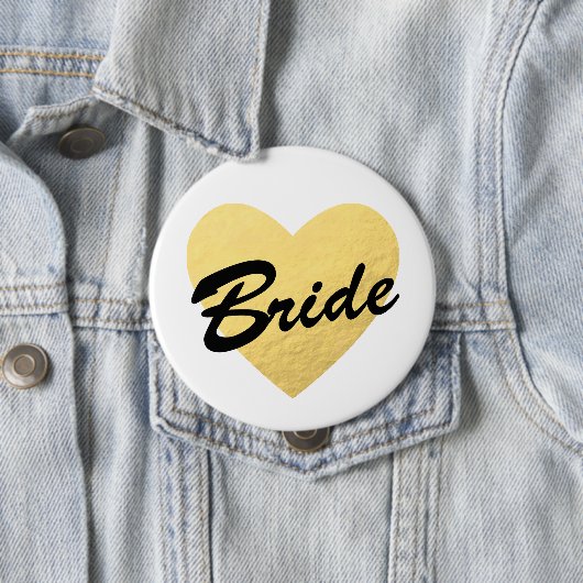 Bride Abzeichen | goldenes Herz | Junggeselinnen-A Button (Beispiel)