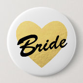Bride Abzeichen | goldenes Herz | Junggeselinnen-A Button (Vorderseite)