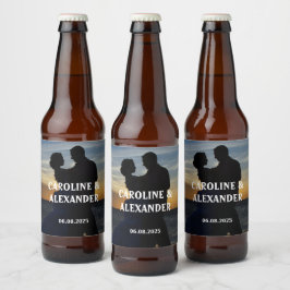 Bride and Groom Foto Elegant New Weds Wedding Bierflaschenetikett