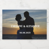 Bride and Groom Foto Elegant New Weds Wedding Schaumweinetikett (Einzelnes Label)