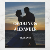 Bride and Groom Foto Elegant New Weds Wedding Weinetikett (Einzelnes Label)