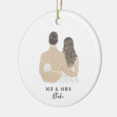 Bride and Groom Illustration Keramik Ornament (Links)