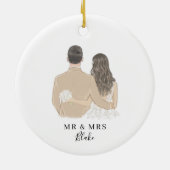 Bride and Groom Illustration Keramik Ornament (Hinten)