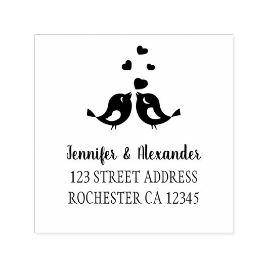 Bride and Groom love birds wedding Permastempel (Design)