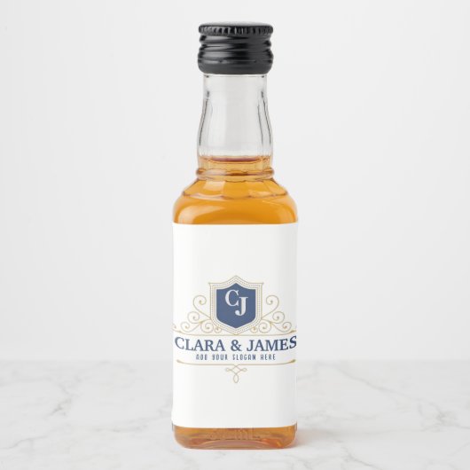 Bride And Groom Monogram Names Elegant Weeding Alkoholflaschenetikett (Vorderseite)