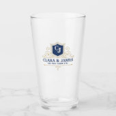 Bride And Groom Monogram Names Elegant Weeding Glas (Vorderseite)