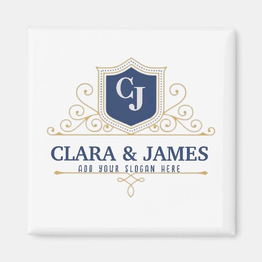Bride And Groom Monogram Names Elegant Weeding Magnet (Vorne)