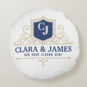 Bride And Groom Monogram Names Elegant Weeding Rundes Kissen (Rückseite)