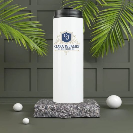 Bride And Groom Monogram Names Elegant Weeding Thermosbecher