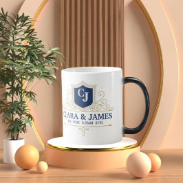 Bride And Groom Monogram Names Elegant Weeding Verwandlungstasse