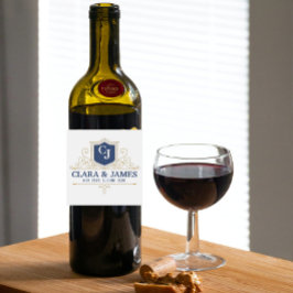 Bride And Groom Monogram Names Elegant Weeding Weinetikett