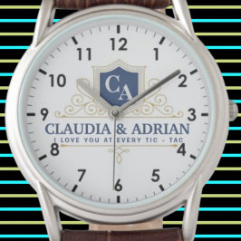  Bride And Groom Monogram Names Weeding gift Armbanduhr