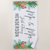 Bride and Groom, Mr. and Mrs Tropical Custom Strandtuch (Vorderseite)