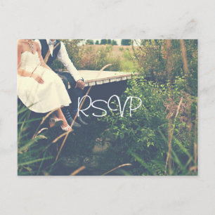 Bride and Groom Nature Wedding RSVP mit Foto Einladungspostkarte