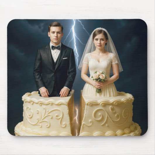 Bride and Groom On a Split Wedding Cake Mousepad (Vorne)