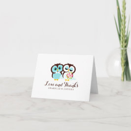 Bride and Groom Owls Wedding "Danke" Dankeskarte