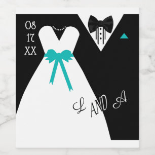 Bride and Groom passen die Farbensehen an Weinetikett