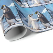 Bride and Groom Penguins Dancing On Ice Geschenkpapier (Rolleneckpunkt)