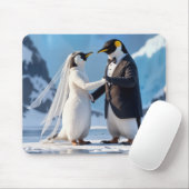 Bride and Groom Penguins On an Iceberg Mousepad (Mit Mouse)
