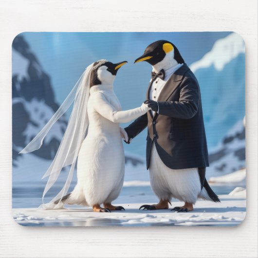 Bride and Groom Penguins On an Iceberg Mousepad (Vorne)