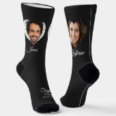 Bride and Groom Picture Name Dark Photo Socks Socken (Gewinkelt)