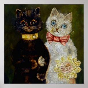 "Bride and Groom" von Louis Wain Poster