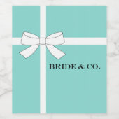 BRIDE Aquamarin Blue and White Bow Tiara Party Weinetikett (Einzelnes Label)
