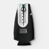 BRIDE Aquamarin Blue & Black Tuxedo Brautparty Gro Flaschenkühler (Rückseite)