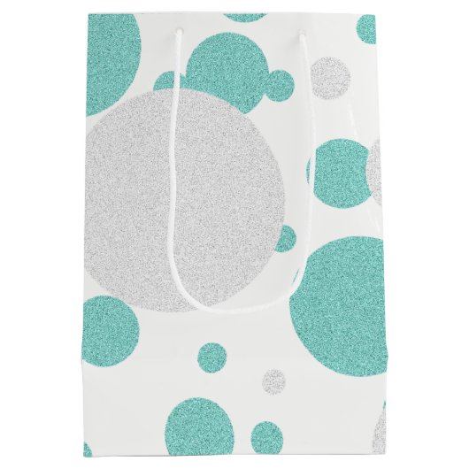 BRIDE Aquamarin Blue Polka Dot Dusche Tiara Party Mittlere Geschenktüte (Rückseite)